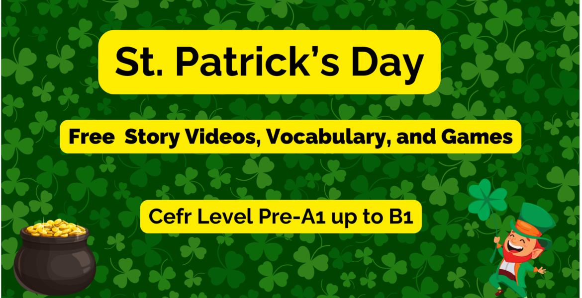 Green White Illustrated Clover Background Happy St. Patrick's Day Desktop Wallpaper